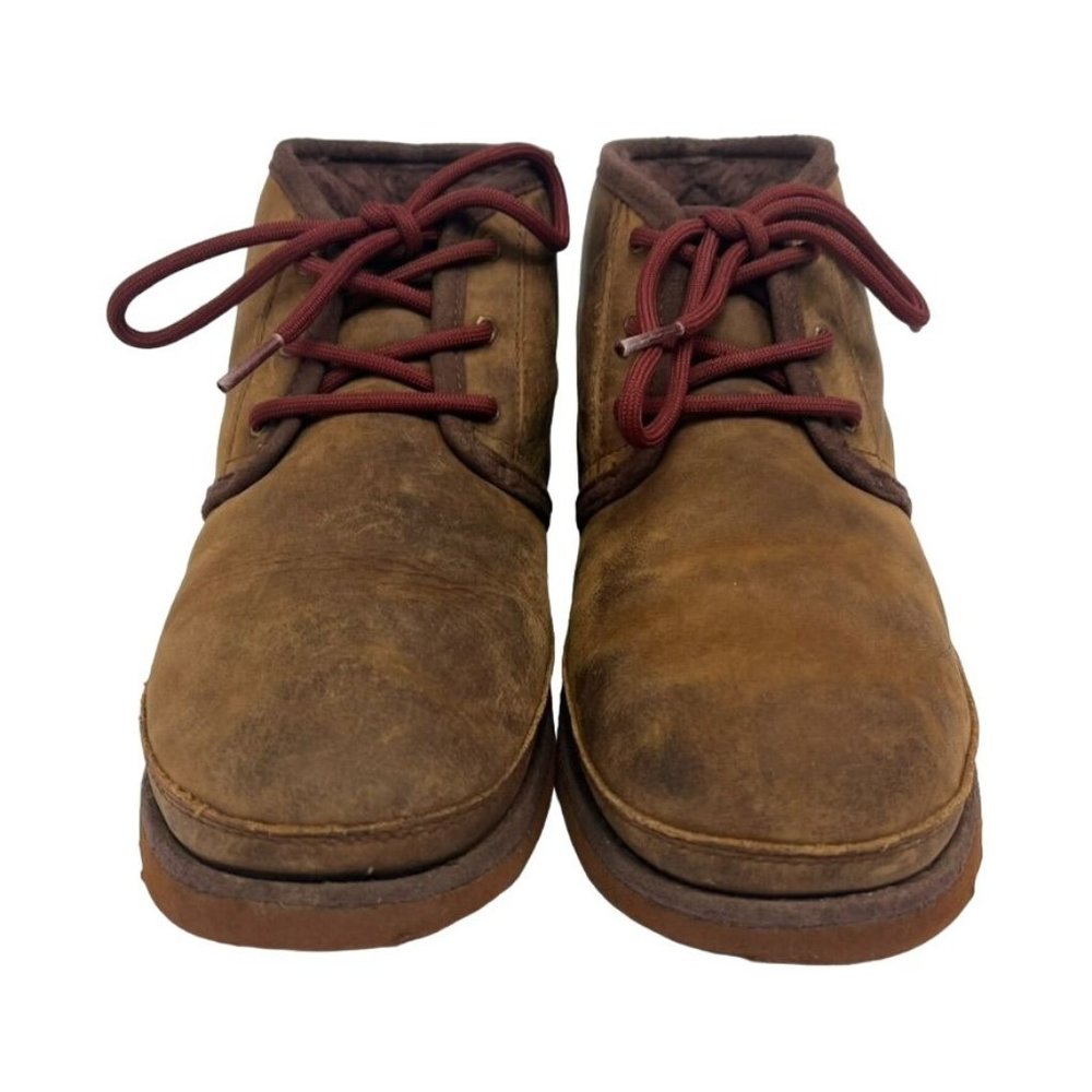 UGG  Numel II Weather brown leather sherpa lined lace up boots Kids 5